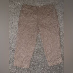 1. J jill cotton linen beige formal pants tab ankle dress pants size 20